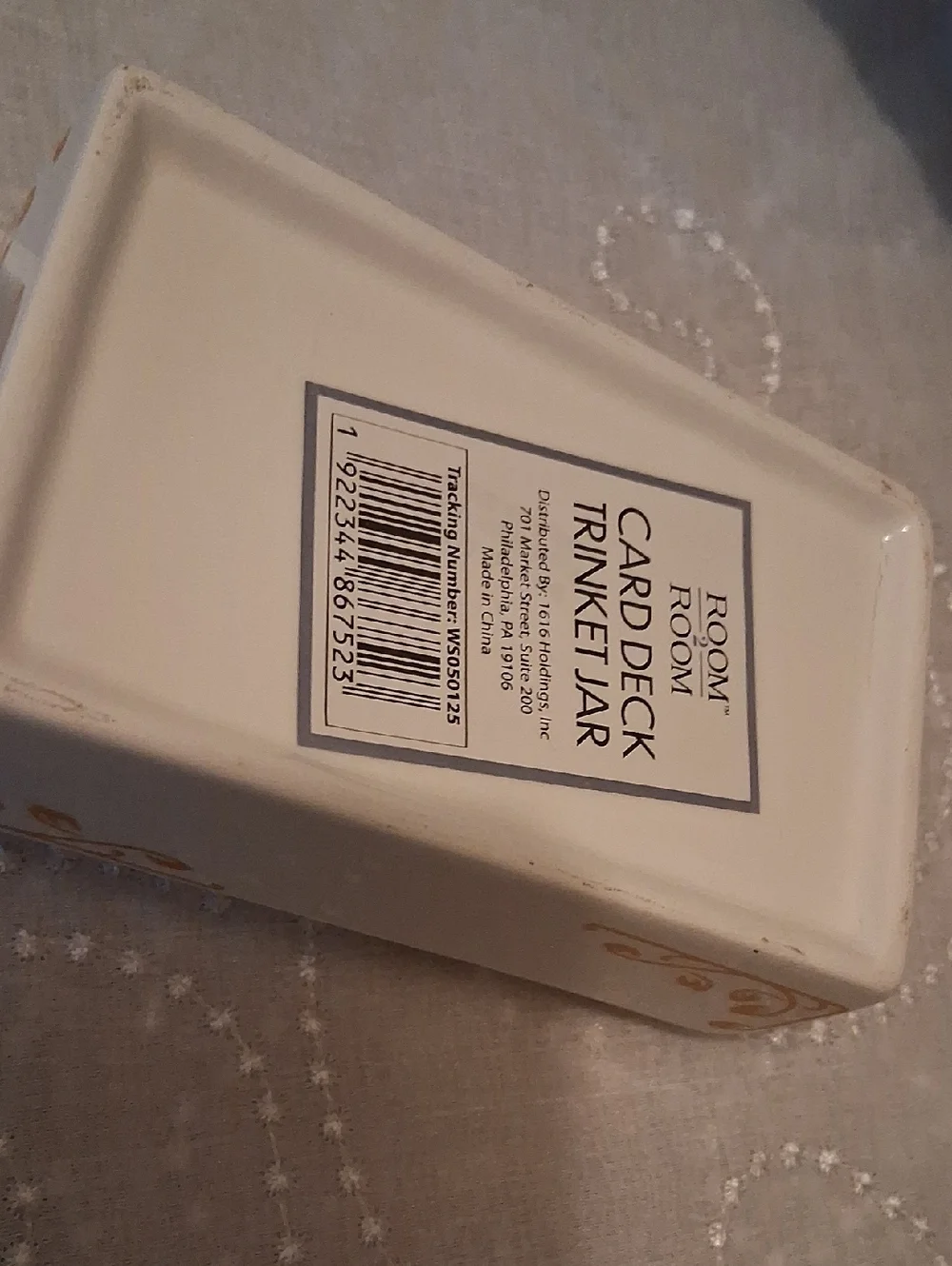 Porcelain Trinket Box with Queen of Hearts Playing Card Design